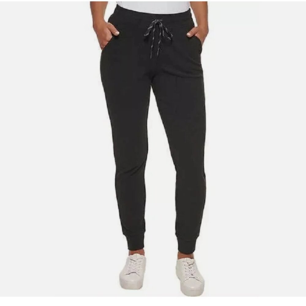 Marc New York Women's Ribbed Knit Soft Slim Jogger Pants - Black - S